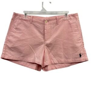 Ralph‎ Lauren Women's Pink Cotton Chino Shorts Pony Logo Casual Summer Size 8